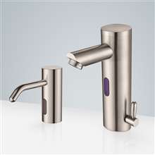 Fontana Toulouse Deck Mount Motion Sensor Faucet & Automatic Liquid Soap Dispenser for Restrooms in Brushed Nickel