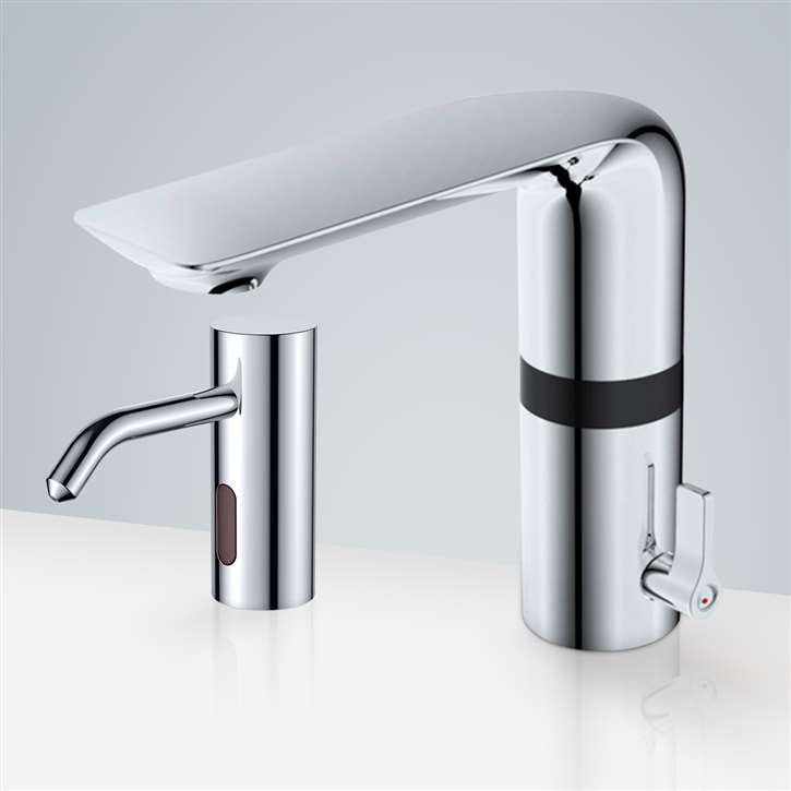 Fontana Deauville Hands-Free Chrome Motion Sensor Faucet & Automatic Liquid Soap Dispenser for Restrooms