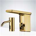 Fontana Lima Polished Gold Tone Commercial Sensor Faucet and Deck Mount Soap Dispenser