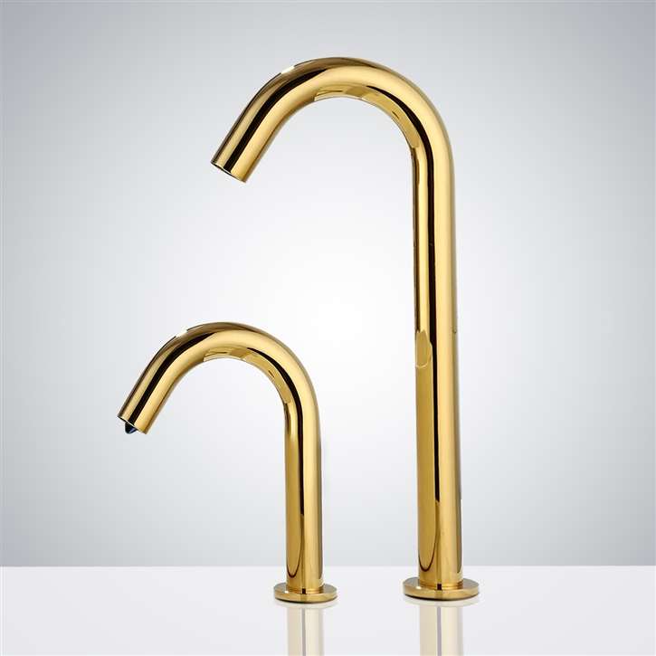 Fontana Gold Slim Design Commercial Automatic Sensor Faucet and Sensor Soap Dispenser