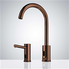 Touchless Bathroom Faucet the Fontana Gooseneck Dual Commercial Automatic Sensor Faucet and Soap Dispenser in Light Oil Rubbed Bronze