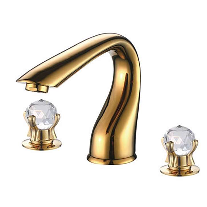 Turin Crystal Dual Handle Deck Mounted Bathroom Faucet