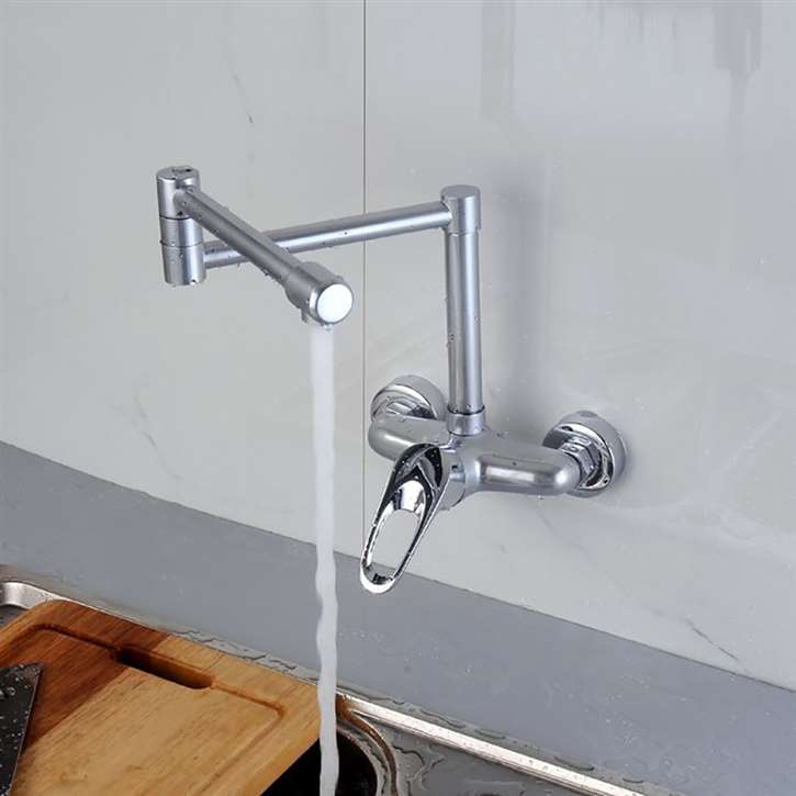 Parma Rotatable Wall Mounted Chrome Finish Pot Filler Kitchen Faucet