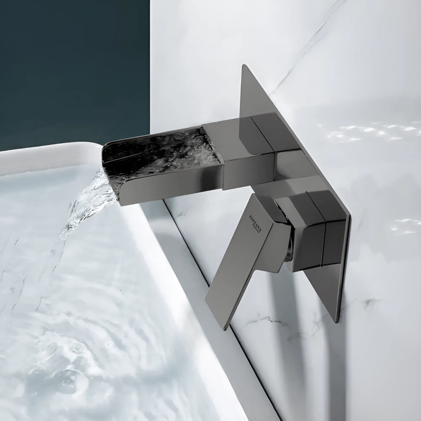 Fontana Meythet Gun Metal Gray Waterfall Basin Faucet