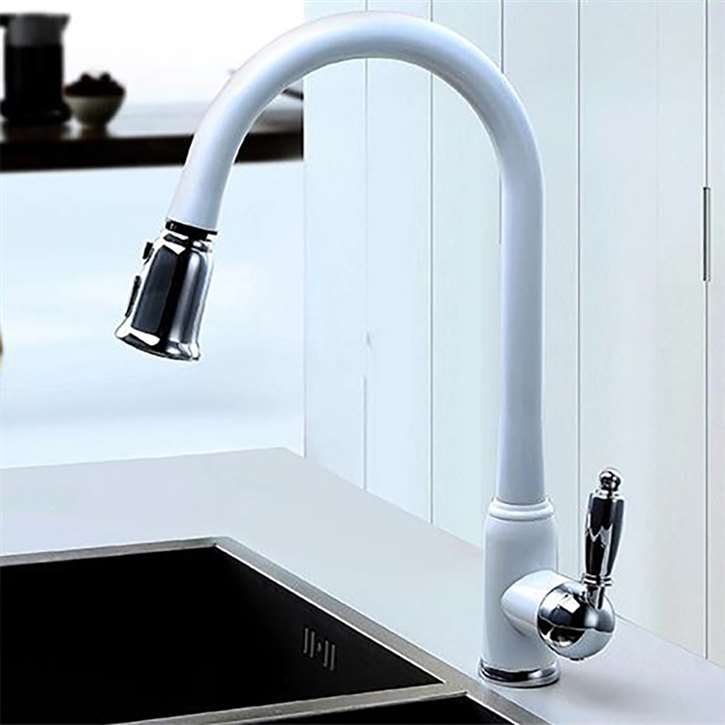 Nola Brass Deck Mounted White Single Handle Kitchen Faucet