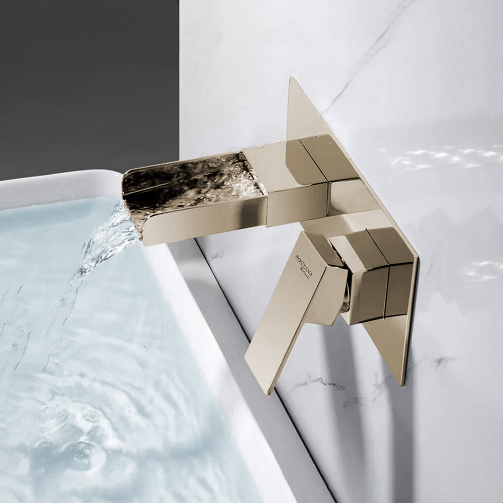 Fontana Meythet Champagne Wall Mounted Basin Faucet