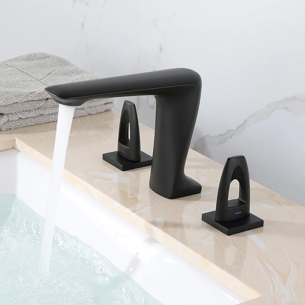 Fontana Aucamville Matte Black Dual Handle Basin Faucet