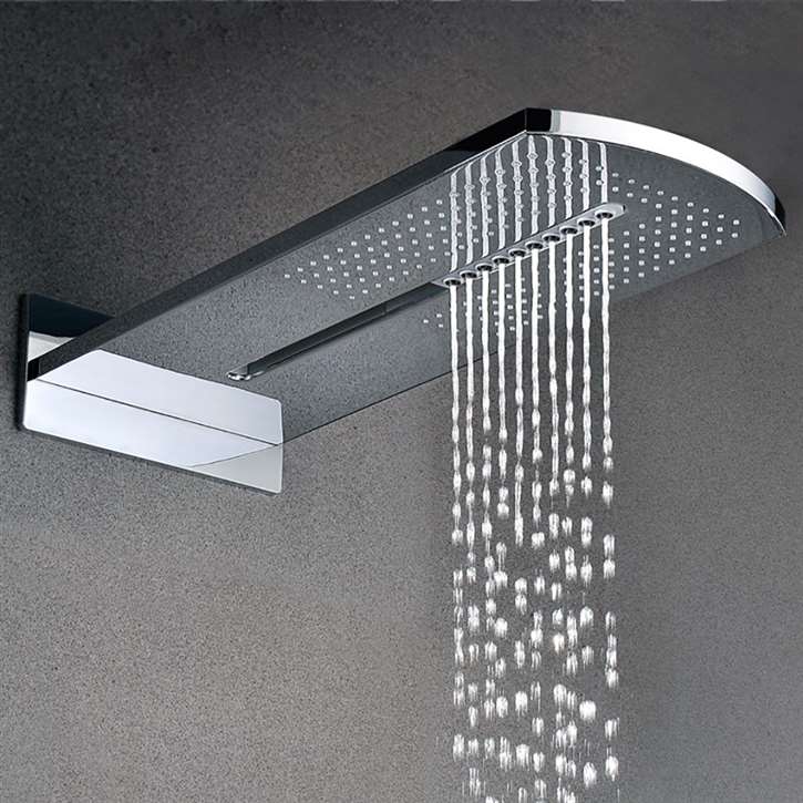 Fleurus Chrome Wall Mounted Waterfall Bathroom Shower Set