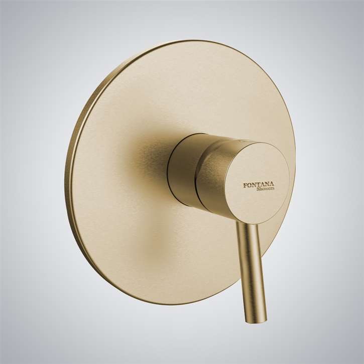 Fontana Brushed Gold Round Shape Wall Mounted 1 Way Shower Mixer Valve Type E