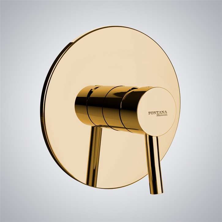 Fontana Gold Round Shape Wall Mounted 1 Way Shower Mixer Valve Type E