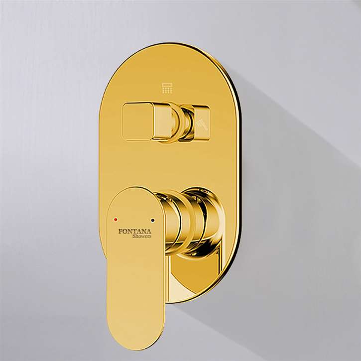 Fontana Thermostatic Shower Valve Mixer 2-Way Concealed Wall Mounted In Gold