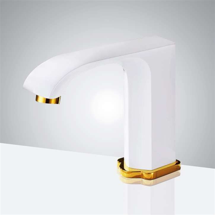 Fontana Commercial White and Gold Automatic Sensor Bathroom Faucet