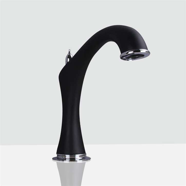 Fontana Black and Chrome Widespread Automatic Sensor Bathroom Faucet