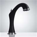 Fontana Commercial Black and Chrome Widespread Automatic Sensor Bathroom Faucet