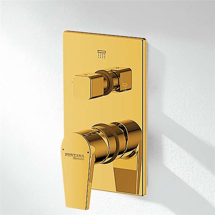 Fontana Gold  Finish Wall Mounted 3 Way Shower Mixer Valve