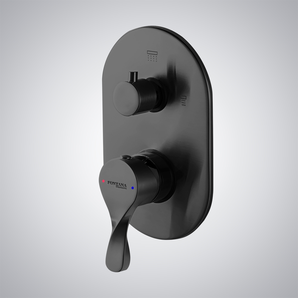 Fontana Hot and Cold Wall Mounted Shower Mixer In Matte Black