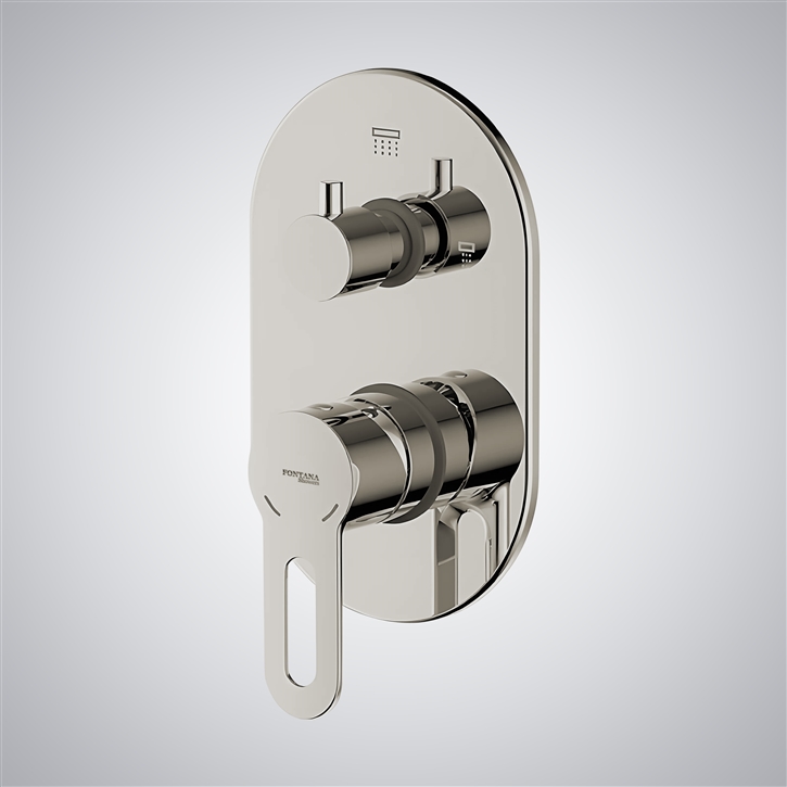 Brushed Nickel Thermostatic Wall Mount Shower Mixer Dual Handle