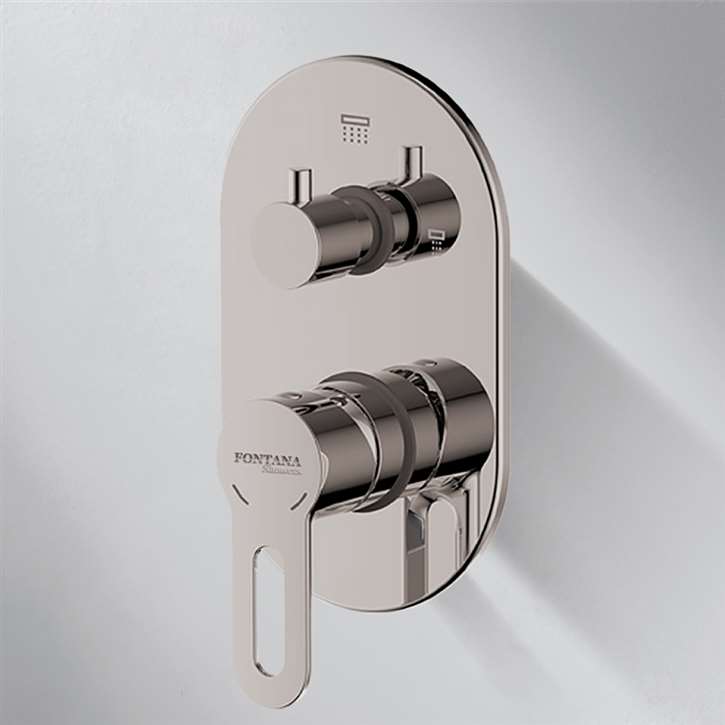 Brushed Nickel Thermostatic Wall Mount Shower Mixer Dual Handle