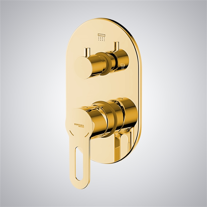 Fontana Gold Wall Mount Shower Mixer Dual Handle Thermostatic Control