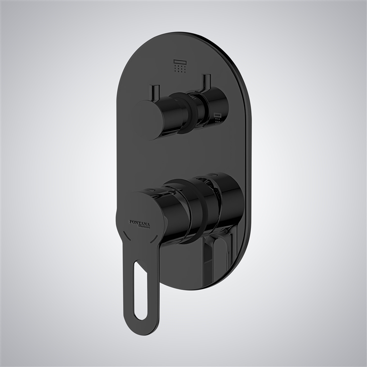 Fontana Round Shape Thermostatic Shower Mixer In Matte Black