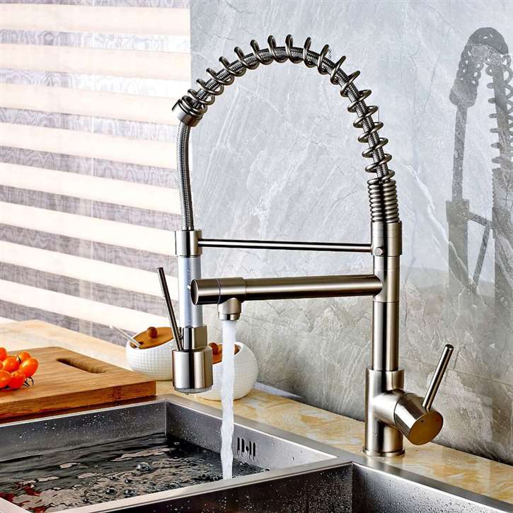 Genoa Brushed Nickel Deck Mount LED Kitchen Faucet