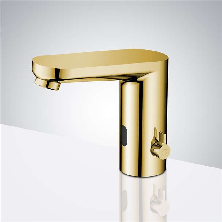 Polished Gold Deck Mounted  Restroom Touchless Sensor Faucet