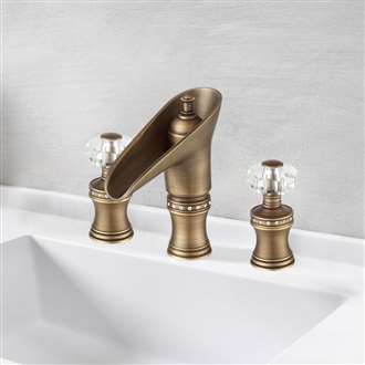 Tivoli Antique Bronze Dual Crystal Handle Knobs Bathroom Faucet