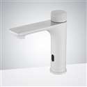 Fontana White Commercial Touchless Bathroom Sink Faucet Deck Mounted