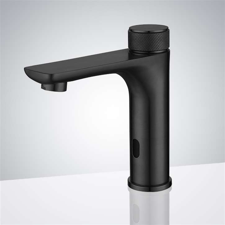 Matte Black Deck Mounted Hot & Cold Commercial Bathroom Sink Faucet