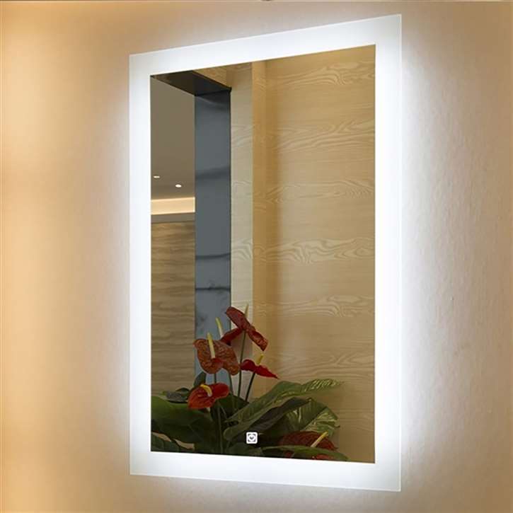 Fontana Rectangular Frosted Strip Luxury Style White LED Wall Mirror