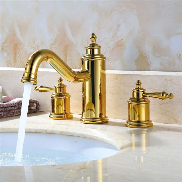 Pescara High Quality Dual Handle Gold Finish Bathroom Faucet