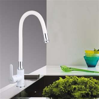 Benevento White Deck Mounted Chrome Brass Kitchen Faucet