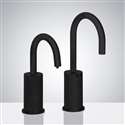 Fontana Atlanta Goose Neck Freestanding Automatic Commercial Sensor Faucet And Soap Dispenser in Matte Black Finish