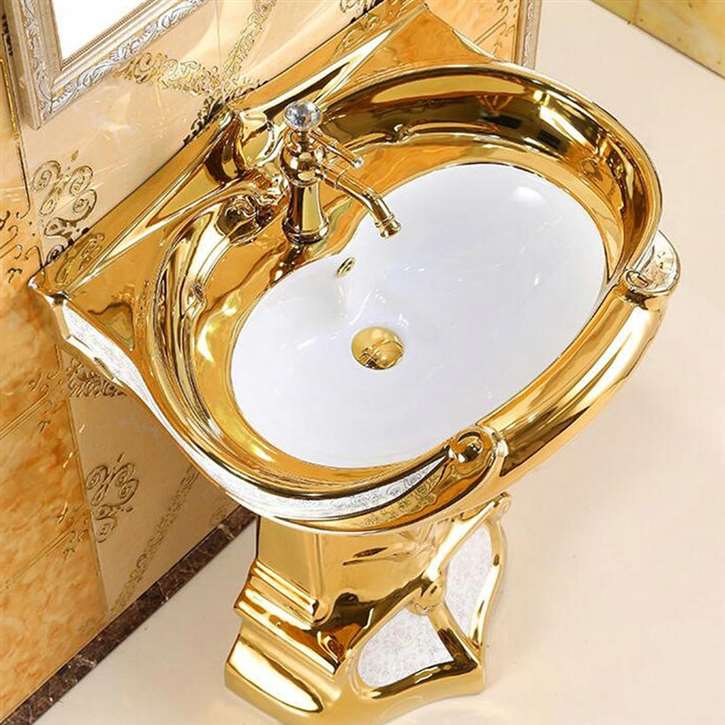 Fontana Merano Polished Gold Finish Luxurious Faucet With Sink