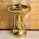 Fontana Cascina Polished  Gold Ceramic Pedestal Sink With Faucet