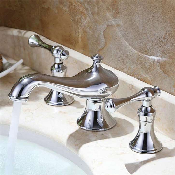 Carpi Chrome Finish Deck Mounted Bathroom Faucet