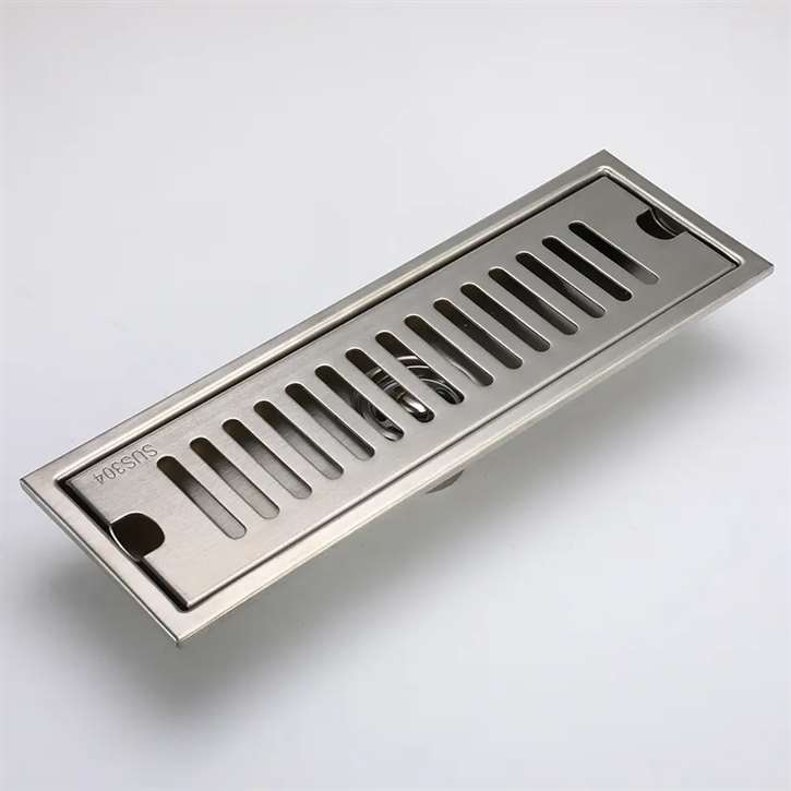 Fontana Square/Rectangle Floor Mounted Bathroom Shower Drain I Brushed Nickel Finish