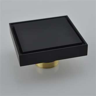 Fontana Matte Black 4x4 Inches Square Bathroom Floor Mounted Drain