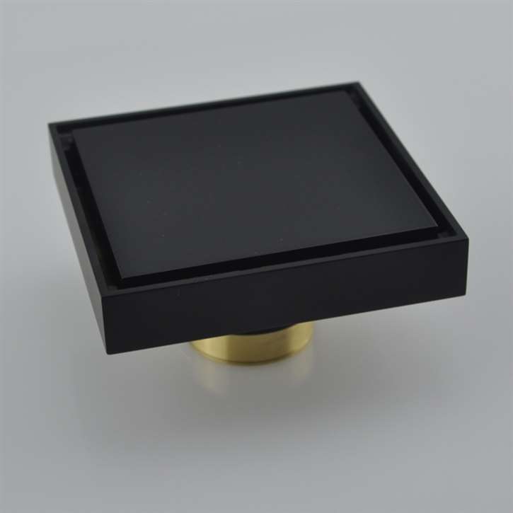 Fontana Matte Black 4x4 Inches Square Bathroom Floor Mounted Drain