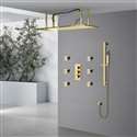 Diadema 30" * 40" Large Brushed Gold Solid Brass Rain Shower Head with Body Jets & Handheld Shower