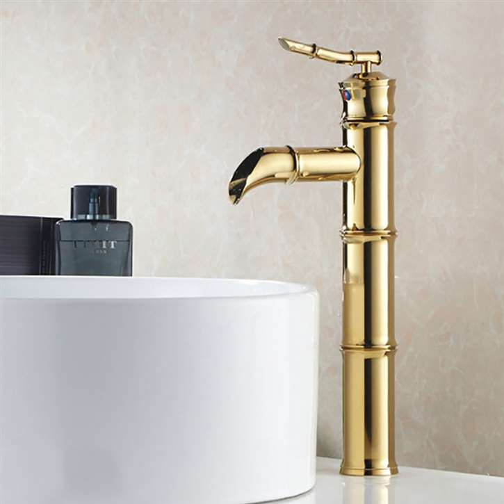 Novara Brass Delight Deck Mounted Waterfall Gold Faucet