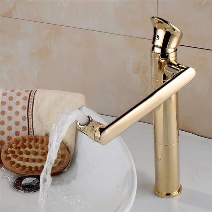 La Rochelle Luxury Brass Deck Mounted Gold Single Handle Bathroom Faucet