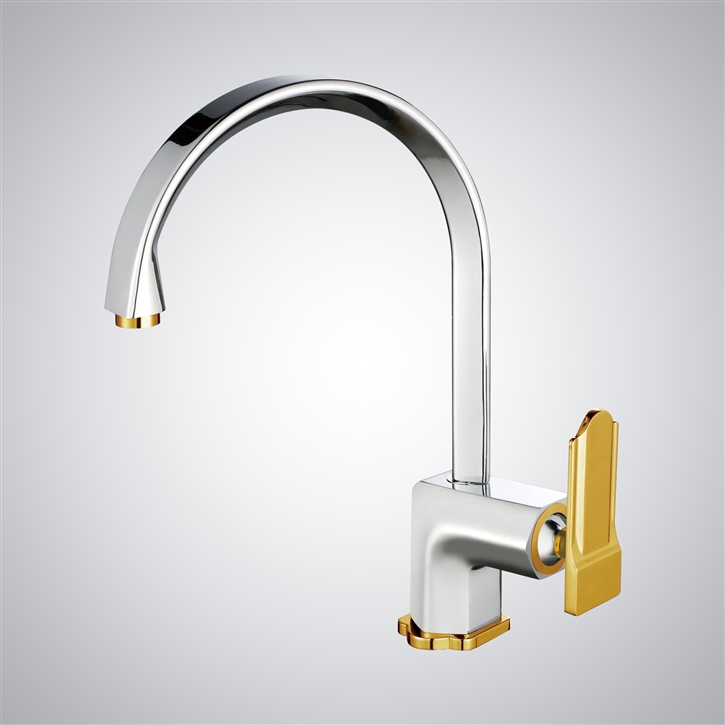 Poperinge Brass Deck Mounted Chrome Gold Single Handle Kitchen Faucet