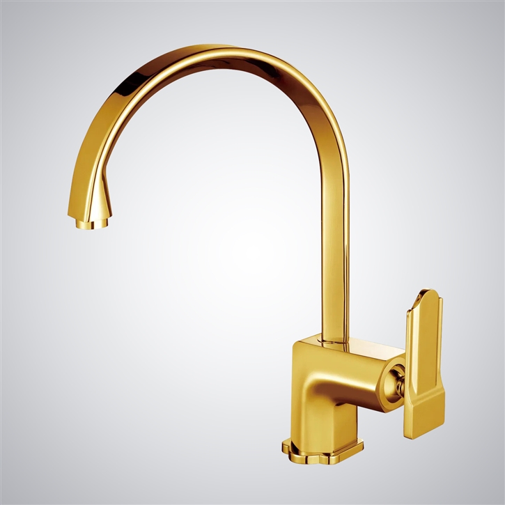 Poperinge Brass Deck Mounted Gold Single Handle Kitchen Faucet