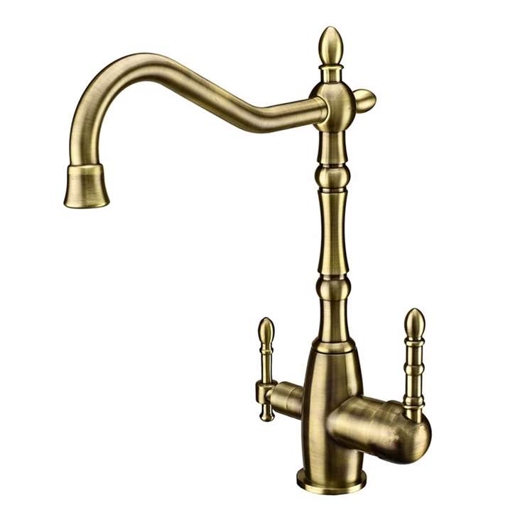 Rochefort Deck Mounted Antique Bronze Dual Handle Bathroom Faucet