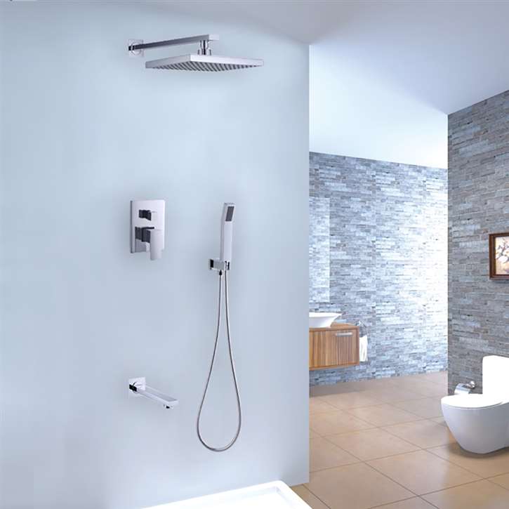 Fiumicino Rainfall Chrome Wall Mounted Shower Set