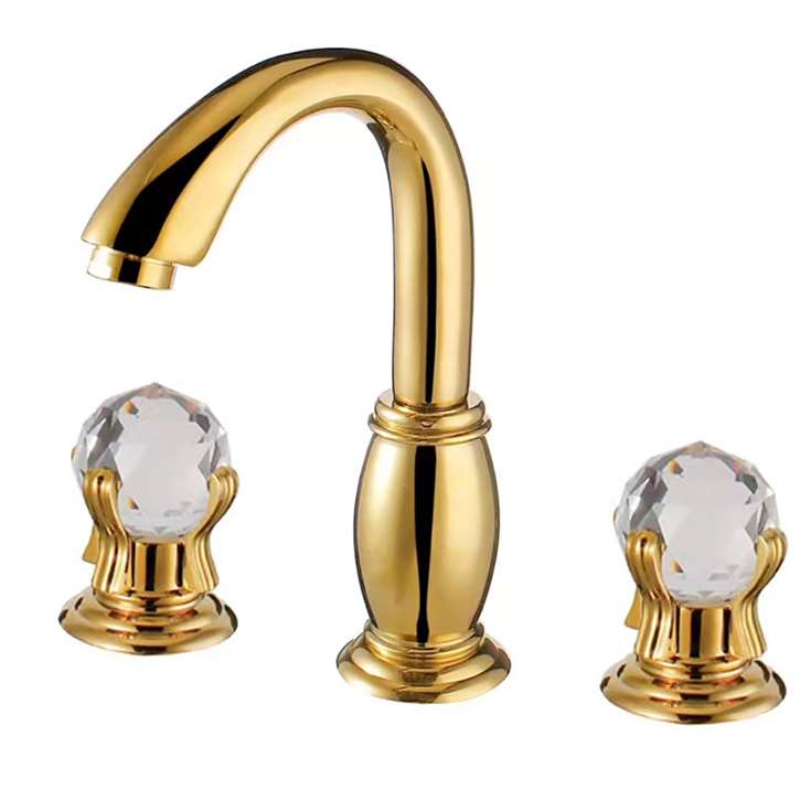 Savona Dual Handle Gold Finish Bathroom Faucet with Hot/Cold Mixer