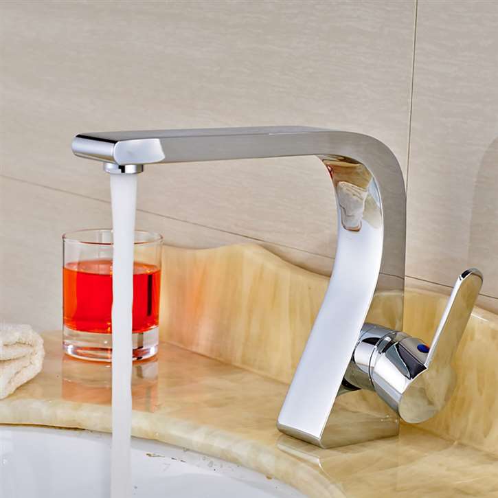 Cuneo Chrome/Black/Golden Single Handle Deck Mounted Bathroom Faucet