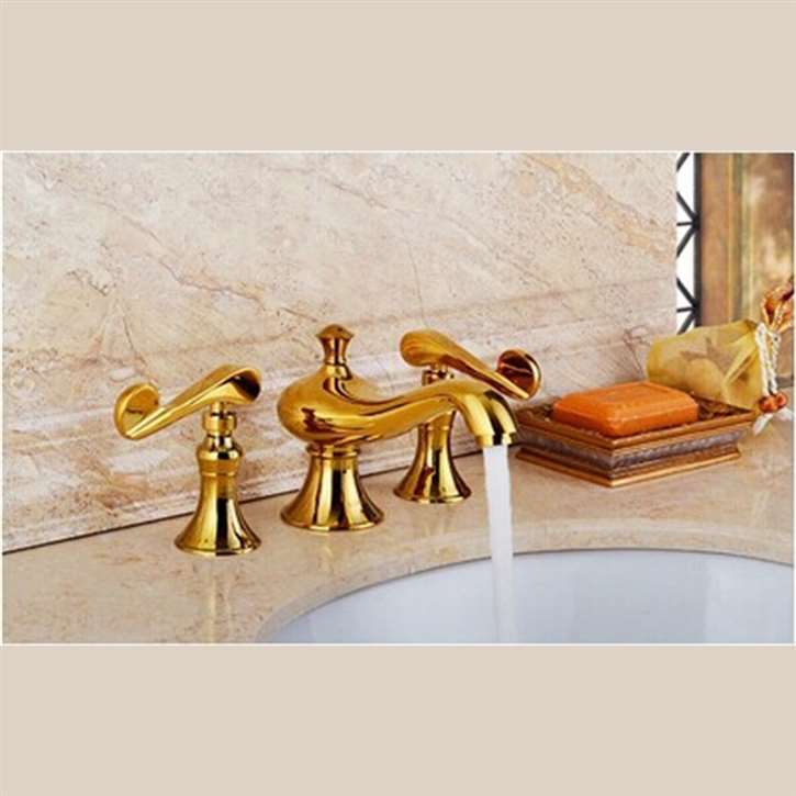 Massa Gold Deck Mounted Brass Bathroom Faucet