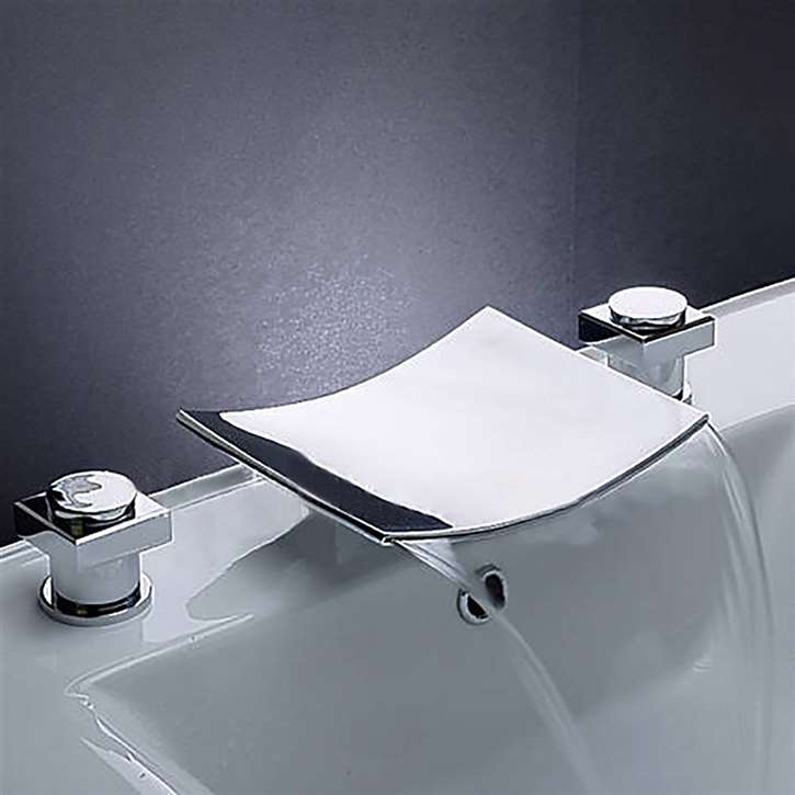 Leon Chrome LED Two Handles Bathroom Sink Faucet